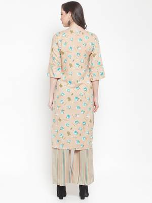 Beige embroidered rayon ethnic-kurtis 3