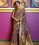   multicolor woven silk blend saree with blouse