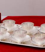 German Silver Multiutility Decorative Platter 6 Silver Bowl Set with Velvet Box