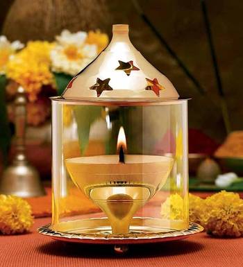 Brass and Glass Akhand Diya 1