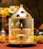 Brass and Glass Akhand Diya