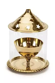 Brass and Glass Akhand Diya