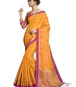 Brown woven silk saree with blouse