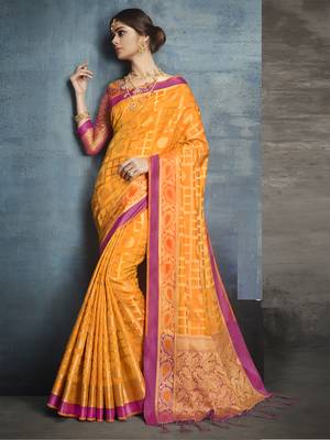 Brown woven silk saree with blouse 2