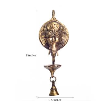 Brass Wall Hanging Deepak With Bell 3