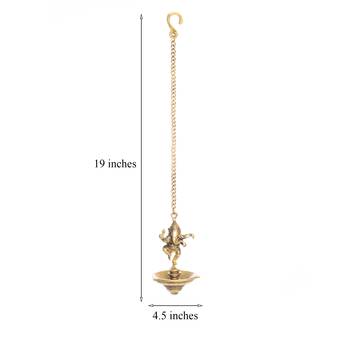Brass Dancing Ganesha Hanging 3 Oil Wick Diya 4