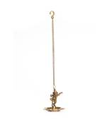 Brass Dancing Ganesha Hanging 7 Oil Wick Diya