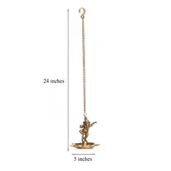 Brass Dancing Ganesha Hanging 7 Oil Wick Diya 2