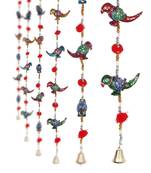 Parrot Mirror work Door Hanging Metal Tapestry Artificial Beads - Set of 2