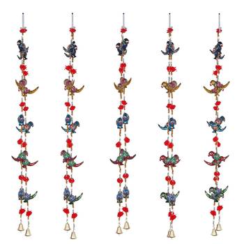 Parrot Mirror work Door Hanging Metal Tapestry Artificial Beads - Set of 2 3