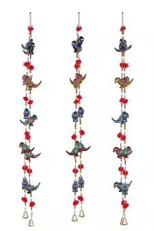 Parrot Mirror work Door Hanging Metal Tapestry Artificial Beads - Set of 2