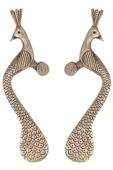 Set of 2 Peacock Shape Brass Door Handle