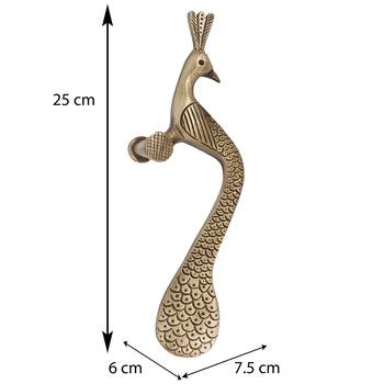 Set of 2 Peacock Shape Brass Door Handle 3