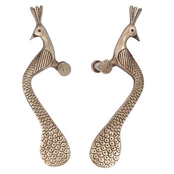 Set of 2 Peacock Shape Brass Door Handle 4