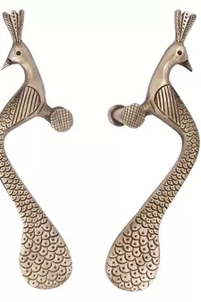 Set of 2 Peacock Shape Brass Door Handle