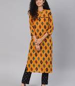 Blissta Orange Cotton Slub Straight Kurti