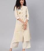 Blissta Beige Cotton Flex Straight Kurti