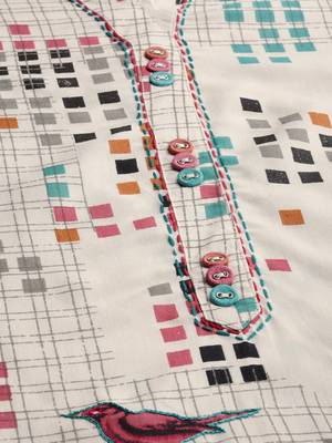 Off-white printed rayon party-wear-kurtis 2