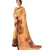  beige printed georgette saree with blouse