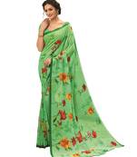  green printed georgette saree with blouse