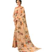  off white printed georgette saree with blouse