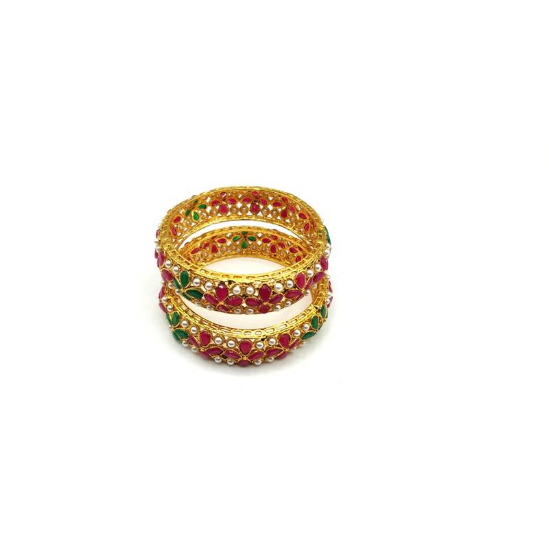 Multicolor Stone Bangles Set Of 2