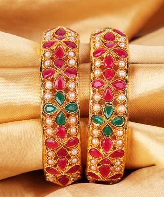 Multicolor Stone Bangles Set Of 2 6