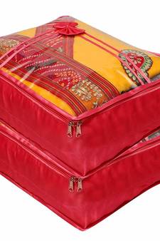 Atorakushon   Satin Saree Cover Clothes Storage Bag Wardrobe Garments Organiser kit 2 pcs