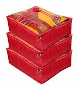 Atorakushon   Satin Saree Cover Clothes Storage Bag Wardrobe Garments Organiser kit 3 pcs