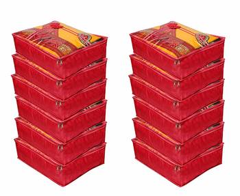 Atorakushon   Satin Saree Cover Clothes Storage Bag Wardrobe Garments Organiser kit pack of 12 1