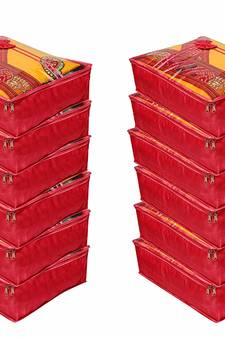 Atorakushon   Satin Saree Cover Clothes Storage Bag Wardrobe Garments Organiser kit pack of 12