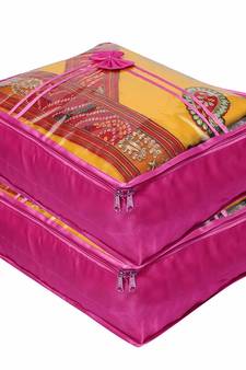 Atorakushon   Satin Saree Cover Clothes Storage Bag Wardrobe Garments Organiser kit 2pcs