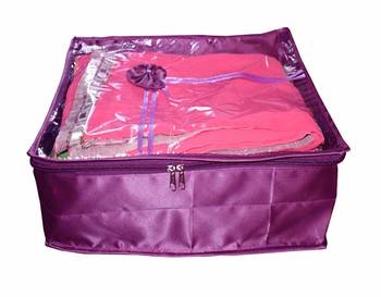 Atorakushon   Satin Saree Cover Clothes Storage Bag Wardrobe Garments Organiser kit 2pcs 2