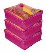 Atorakushon   Satin Saree Cover Clothes Storage Bag Wardrobe Garments Organiser kit 3 pcs