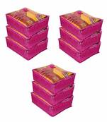 Atorakushon   Satin Saree Cover Clothes Storage Bag Wardrobe Garments Organiser kit pack of 9