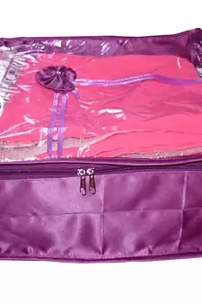 Atorakushon   Satin Saree Cover Clothes Storage Bag Wardrobe Garments Organiser kit pack of 9