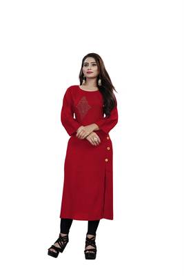 Multicolor plain rayon ethnic-kurtis 1