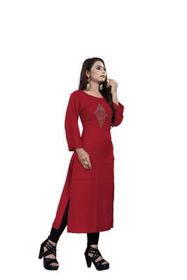 Multicolor plain rayon ethnic-kurtis 2