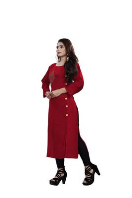 Multicolor plain rayon ethnic-kurtis 3