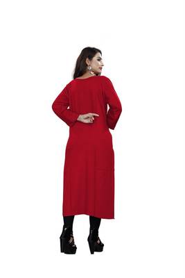 Multicolor plain rayon ethnic-kurtis 4