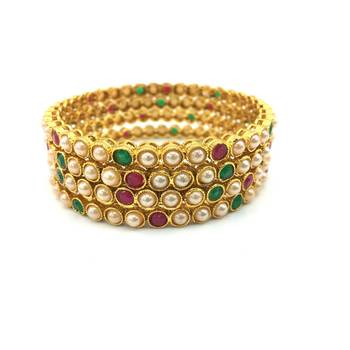 Multicolour Beaded Bangles Set Of 4 4