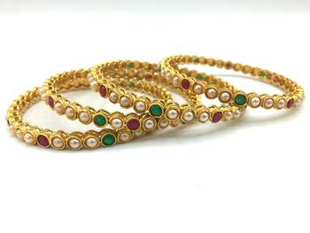 Multicolour Beaded Bangles Set Of 4 5