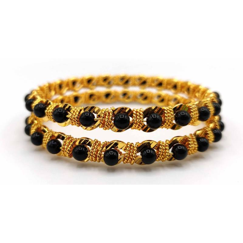 black pearl  gold plated bangles