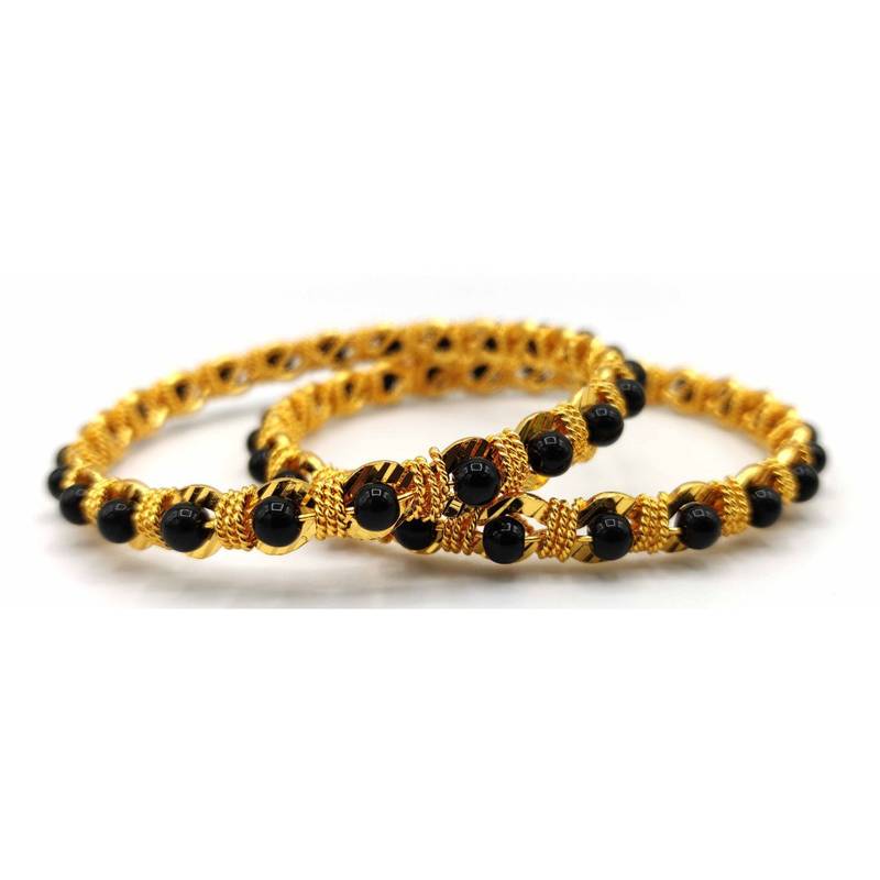 black pearl  gold plated bangles