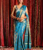 Sky Blue Brocade Banaras Handloom Saree
