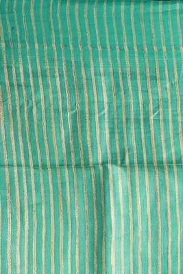 Beige & Sea Green Pure Gheecha Saree With Leaf Designs 4