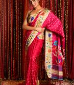 Pink Soft Silk With Embroidered Buta With Printed Border And Pallu