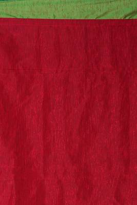 Red Dupion Silk Saree With Multicolor Dual Border & Zari Pallu 4