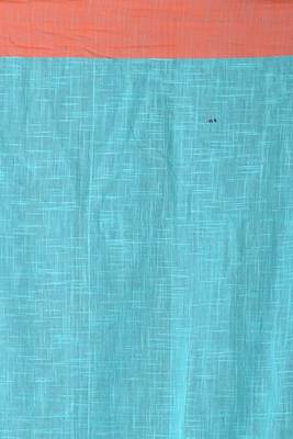 Sky Blue Cotton Blended Linen Saree With Dual Border And Pallu 4