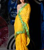 Yellow Jamdani Saree With All Over Weaving And Attach Floral Border